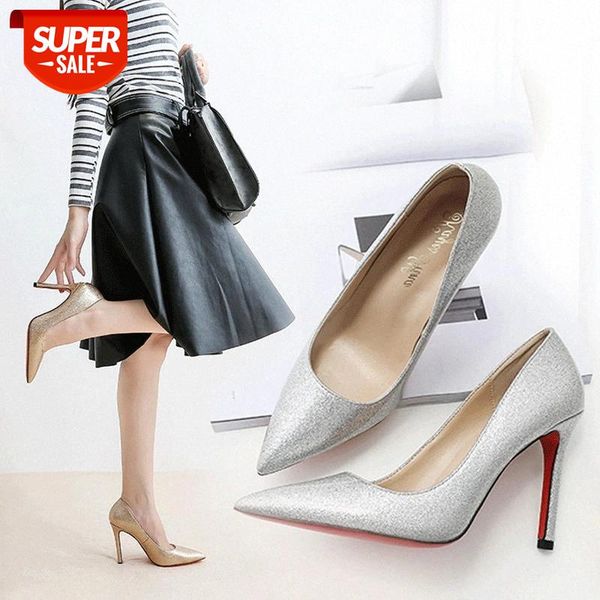 

luxury women shoes pumps high heels 6-10cm beauty ladies multicolor stilettos woman silver bridal shoes party pumps sapato #kk1x, Black