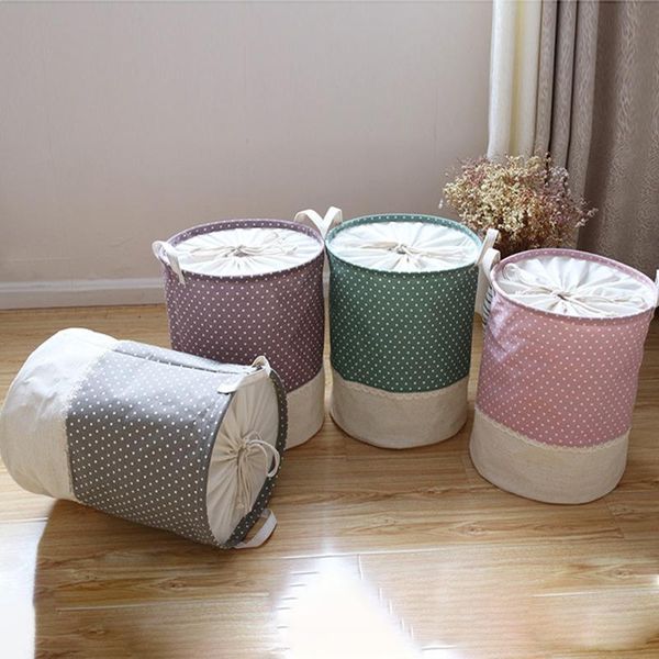 

storage baskets patchwork cotton linen laundry basket dirty clothes folding toy organizer sundries bucket home