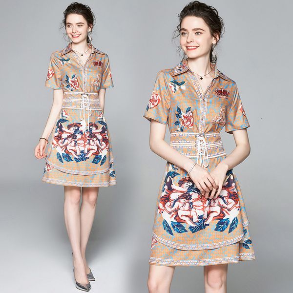 

2021 new women fashion v-neck short sleeve retro angel print with eyelet lace-up belt summer plus size female vintage shirt 9ab0, Black;gray