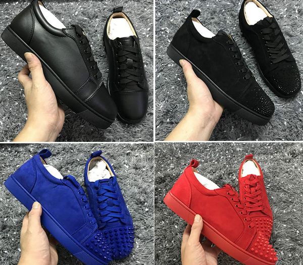 

wholesale studded shoes men sneakers red bottom low-junior spikes flats shoes men and women leather sneakers casual shoes brand handmade, Black