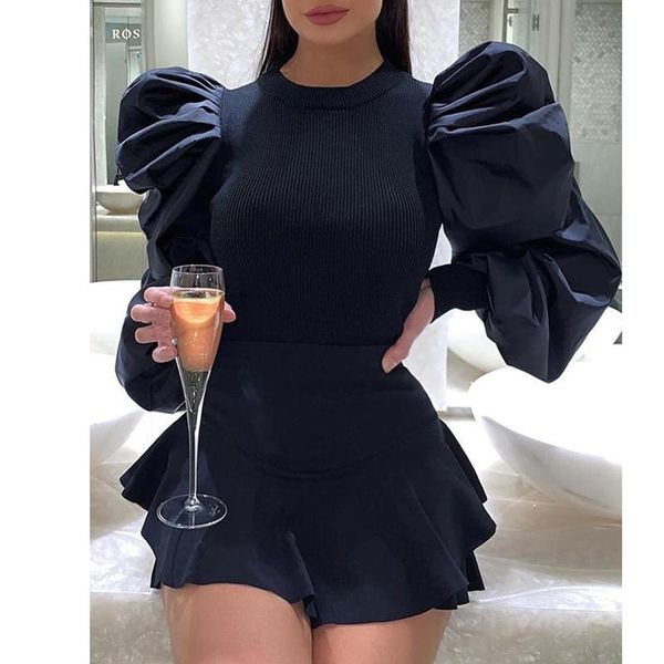 

women's blouses & shirts hirigin womens bow tie neck lace draped mesh puff sleeve see-through blouse elegant lady floral slim, White