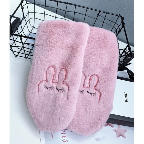 

gloves female autumn and winter warm lovely thickened plush mittens for students, Blue;gray