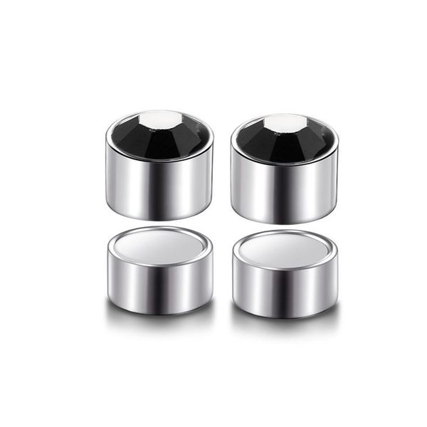

2pcs/lot steel rhinestone crystal no pierced magnet ear stud magnetic earrings fake cheater ear plugs nose lip rings 6mm q jllncx, Silver