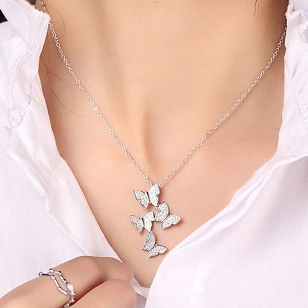

lamoon 925 sterling silver delicate butterfly pendant necklace for women collarbone chain designer fine jewelry 2019 lmni085 q0531
