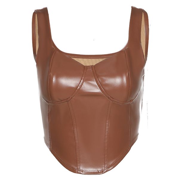 

basic 2021 punk new pu harvest female tank fashion club solid street style corset cut oqcp, White