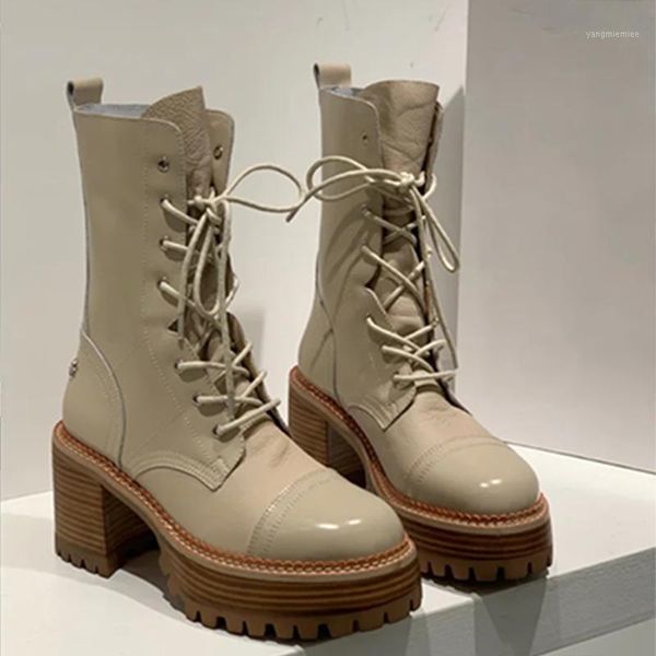 

deat 2020 new autumn winter fashion casual lace up british thick heel thick bottom leather single short boots shoes women sg4881, Black