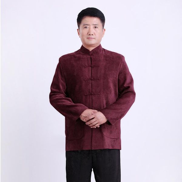 

spring and autumn quinquagenarian tang suits mens jacket chinese tunic suit outerwear chinese style handmade plate buttons red, White;black