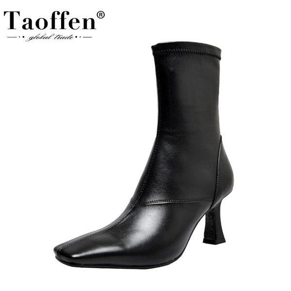 

boots taoffen woman high heel stange half short women fashion party club shoes footwear size 33-41, Black