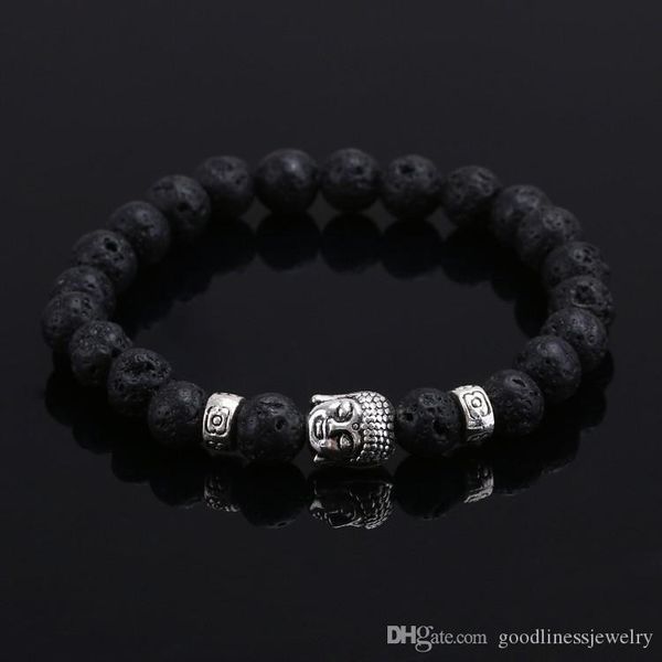 

beautifully mens stone luxury jewelry anchor beaded bracelets for men women buddha lava chakra bracelet, Golden;silver
