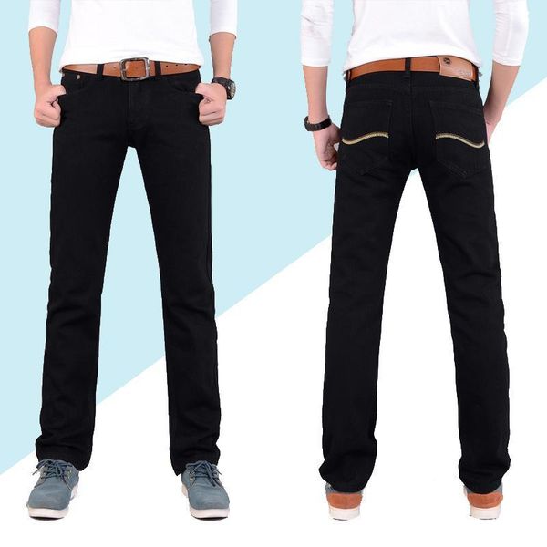 

new arrivals jeans men brand business casual male denim long pants straight slim fit black men's trousers yong man1, Blue