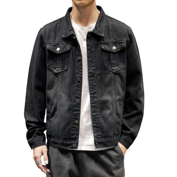 

m-5xl jean jacket men's windbreaker coats denim bomber jacket men black outerwear streetwear casual new1, Black;brown