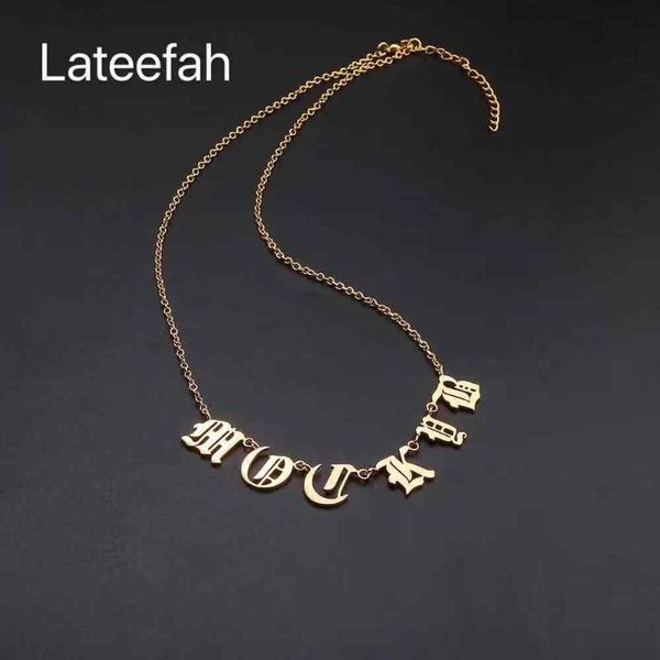 

chokers lateefah custom personality name necklace necklaces stainless steel old english style jewelry gifts, Golden;silver