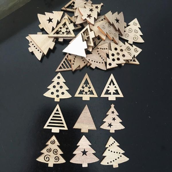 

50pcs merry christmas wooden baubles tags christmas tree decorations art craft ornaments christmas diy new year decors toys set wmtcnb