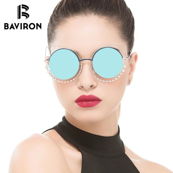 

sunglasses baviron diamond cat eye women designer gradient shades sun glasses ladies fashion mirrored uv400 eyewear, White;black