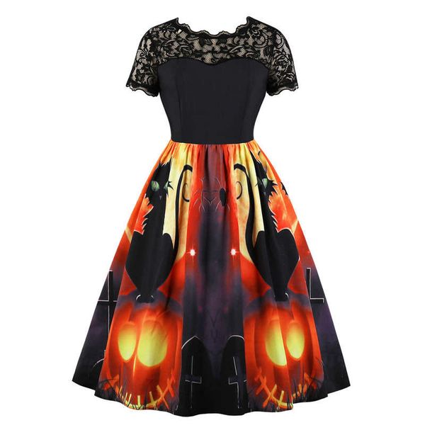 

new hepburn lace patchwork halloween dress, Black;gray