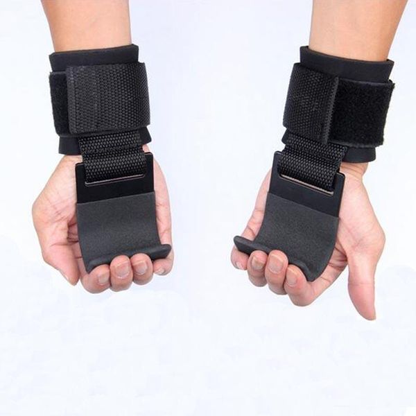 

new fitness heavy training metal lifting steel hooks with neoprene padded wrist wraps power weightlifting training hooks