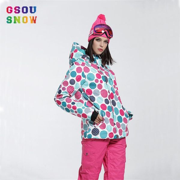

skiing jackets 2021 gsou snow snowboard jacket women outdoor ski suit winter clothing dots vetement femme suits for girls manteau waterproof