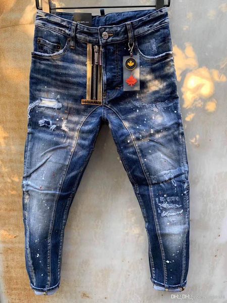 

explosion models micro-elastic cloth european and american fashion street brand d2 jeans men's quality was eiv dsq dsq2 dsq, Blue