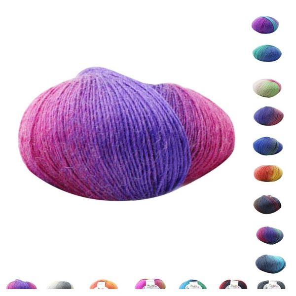 

пряжа вязаная коренастая рука тканые градиентные радуги красочные вязание иглы крючком плетение нить пряжа вязаные большие размеры мода h sq