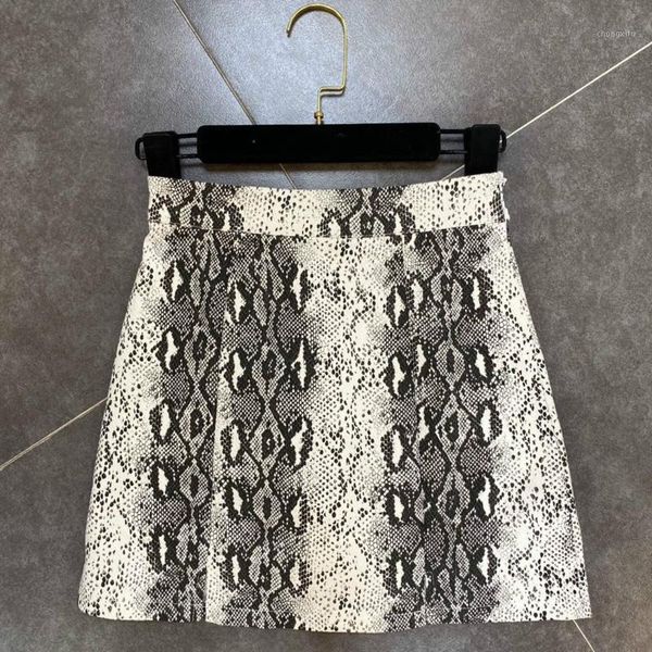 

deat 2020 new summer fashion casual patchwork print serpentine pattern hip-covered high waist skirt women se5731, Black