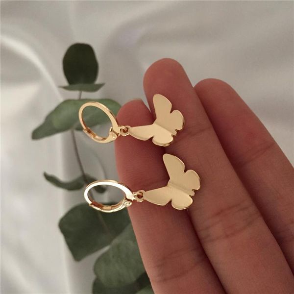 

hoop & huggie 2021 arrivals gold color plating small butterfly charm earrings for women girl lovely romantic delicate jewelry, Golden;silver