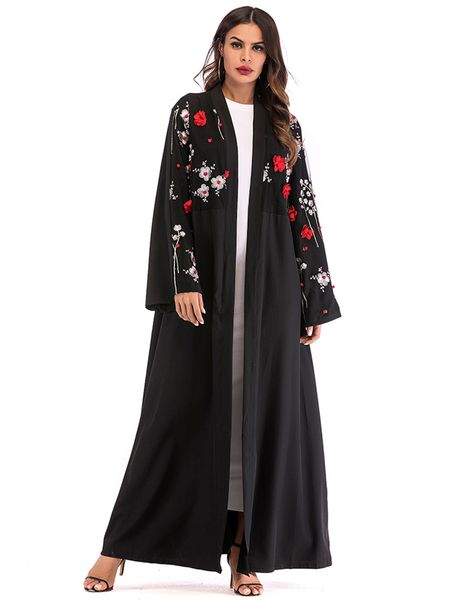 

2021 new new dubai arab long floral woman kimono cardigan hijab dressed turkish elbise mubarak prayer clothes twpw, White;black