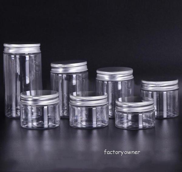 

30 40 50 60 80ml plastic jars with lid transparent pet plastic storage boxes containers cans round bottle with plastic/aluminum lids