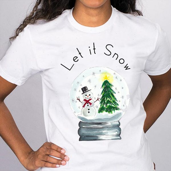 

women graphic snowman winter new year 90s printing merry christmas tees clothing clothes print lady female t shirt t shirt, White