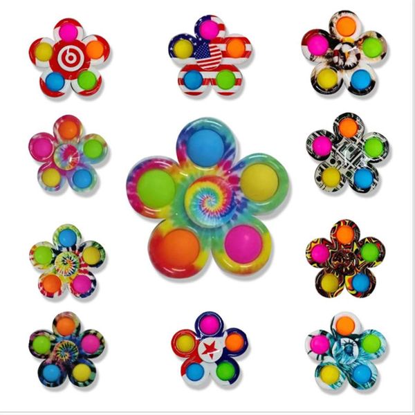 

colorful sensory fidget push bubble board toys simple dimple fidgets plus 3 leaf 5 sides finger play game anti stress spinner a09