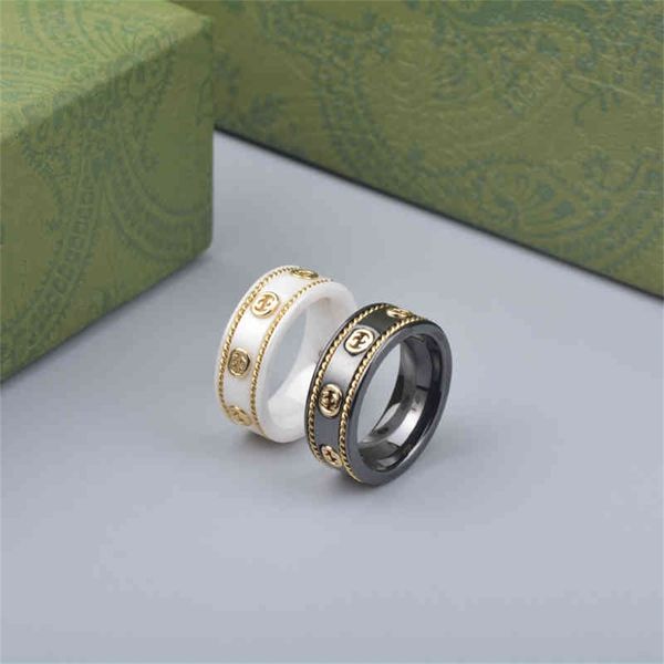 

87% off wholesale shop gujia double white ceramic ring is fashionable and versatile. it is plated with gold black steel stone star sky for m, Silver