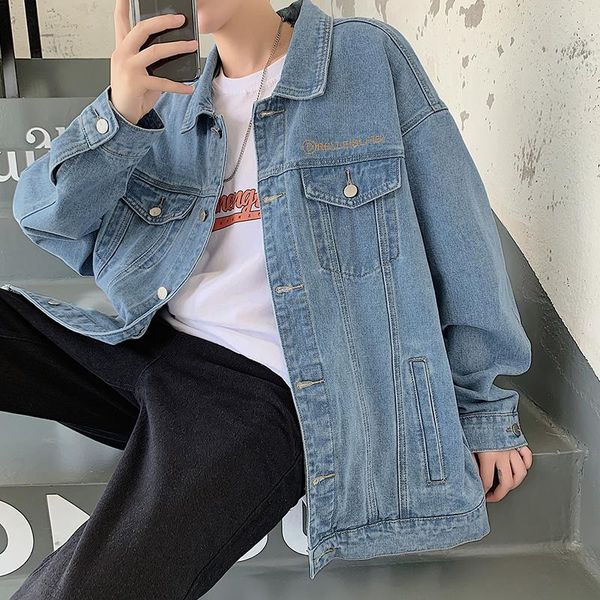 

men's jackets cotton jacket denim loose slim casual fashion, Black;brown