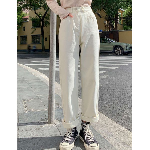 

ps autumn winter white jeans versatile high waist korean version of thin loose straight pants women's new product, Blue