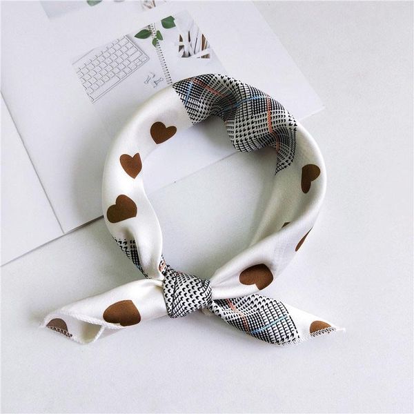 

2019 new women 5050cm spring autumn heart print small square scarves female headband hair tie band wrist wrap head bandana jllspl, Blue;gray