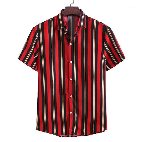 

kissqiqi men striped short sleeve shirt casual fashion turn-down neck shirt loose summer maximum asian size -3xl1, White;black