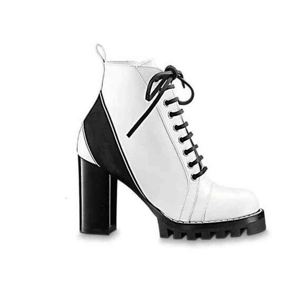 

trail -star designer ankle boot high-heeled shoes booties boots with patches lace up high, Black