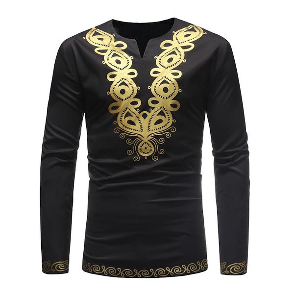 

mens african dashiki print shirt luxury metallic floral v neck tee shirt homme hip hop streetwear casual men african clothes 3xl, Red