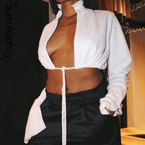 

cryptographic loose collared shirts blouses women 2020 fall cardigan shirts flare long sleeve blouse female clothing1, White