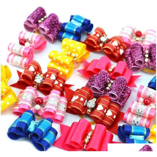 

50 pcs /set pet puppy hairpin upscale flower hair bows dog groming headdress products accessories cute zbesq