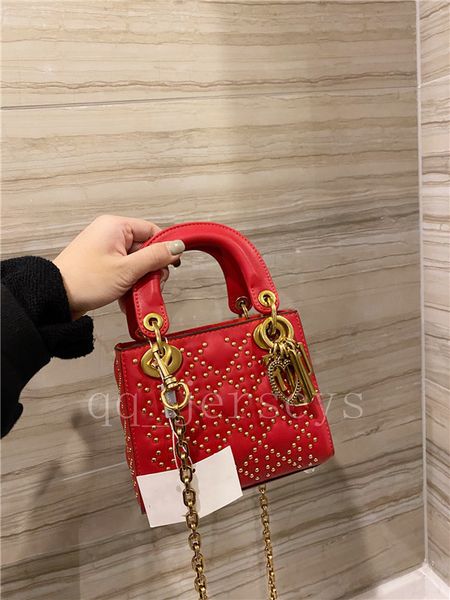 

luxury designer 2021 new fashion rivet bag leather sheepskin women's shoulder messenger handbag
