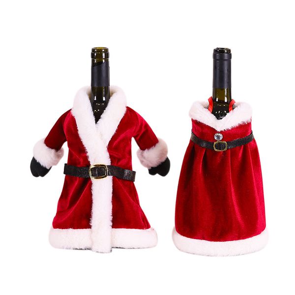 

merry christmas dress skirt wine bottle cover new year xmas decorations for home decor navidad gifts bag dhc2970