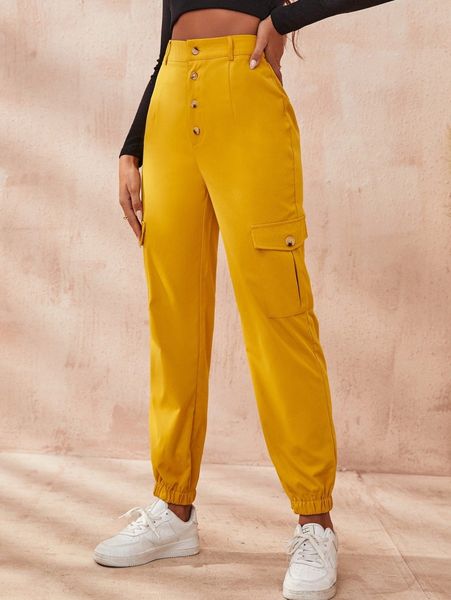 

high waist utility pocket joggers 51vz#, Black;white