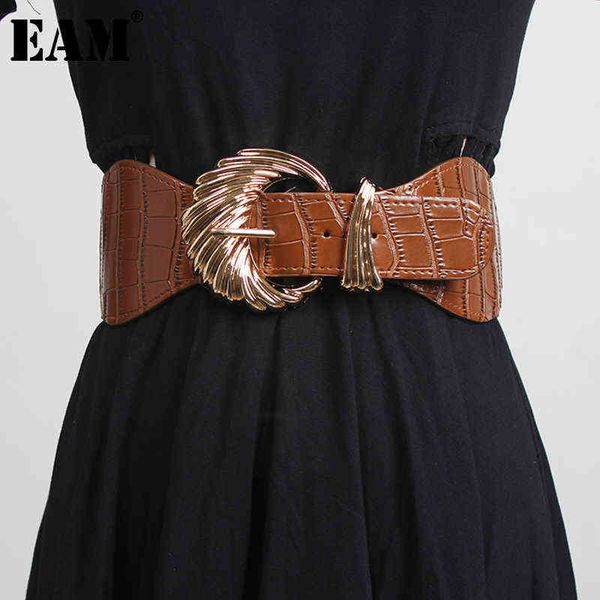 

[eam] pattern brown multicolor pu leather belt personality women new fashion tide all-match spring autumn 2022 1dd3294 aa220312, Black;brown