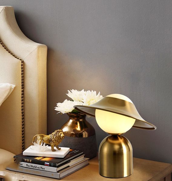 

nordic post-modern desk lamp creative metal hat led desk lights living room bedroom bedside art night light