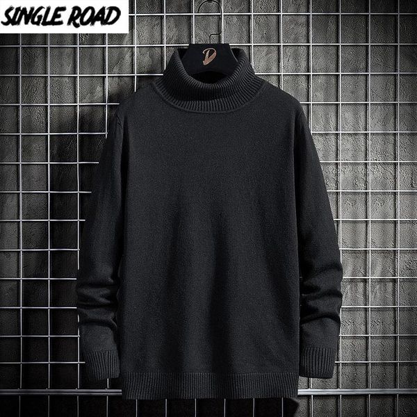 

men's sweaters singleroad mens turtleneck sweater men 2021 winter solid jumper high collar harajuku oversized korean black, White;black