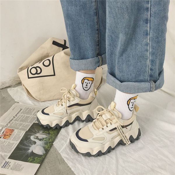 

dad women's 2020 new student super fire ins net red sports autumn and winter plush versatile small white tide shoes, Black