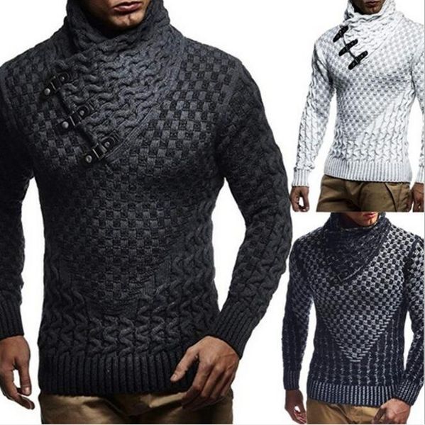 

мужская вязаная пуловер turtleneck slim-fit свитер, White;black