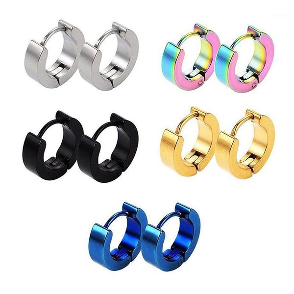 

stud 1 set round shape stainless steel piercing earring punk gothic barbell for male female jewelry trendy earrings hip hop1, Golden;silver