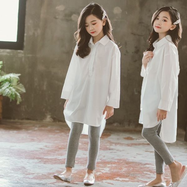 

2020 spring teen dress shirts for teenage school little kids girls blouse white long sleeve children clothing y200704, White;black