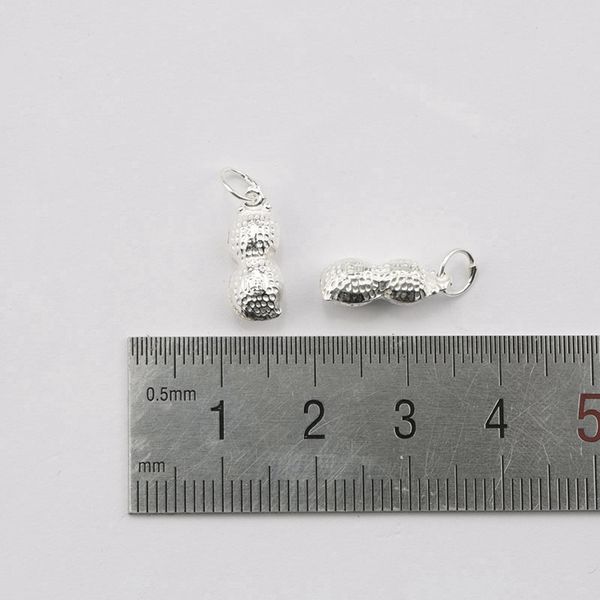 

a pair 14x5mm 925 sterling silver charms peanut pendant silver lucky food pendant for necklace jewelry making diy