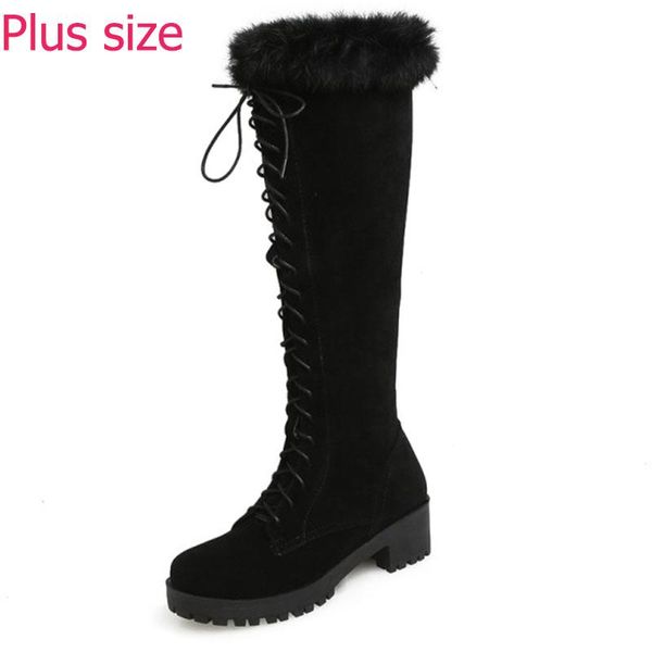 

boots black snow for women fashion fur rubber winter demonia shoes chunky heel goth y2k sole knee high plus size
